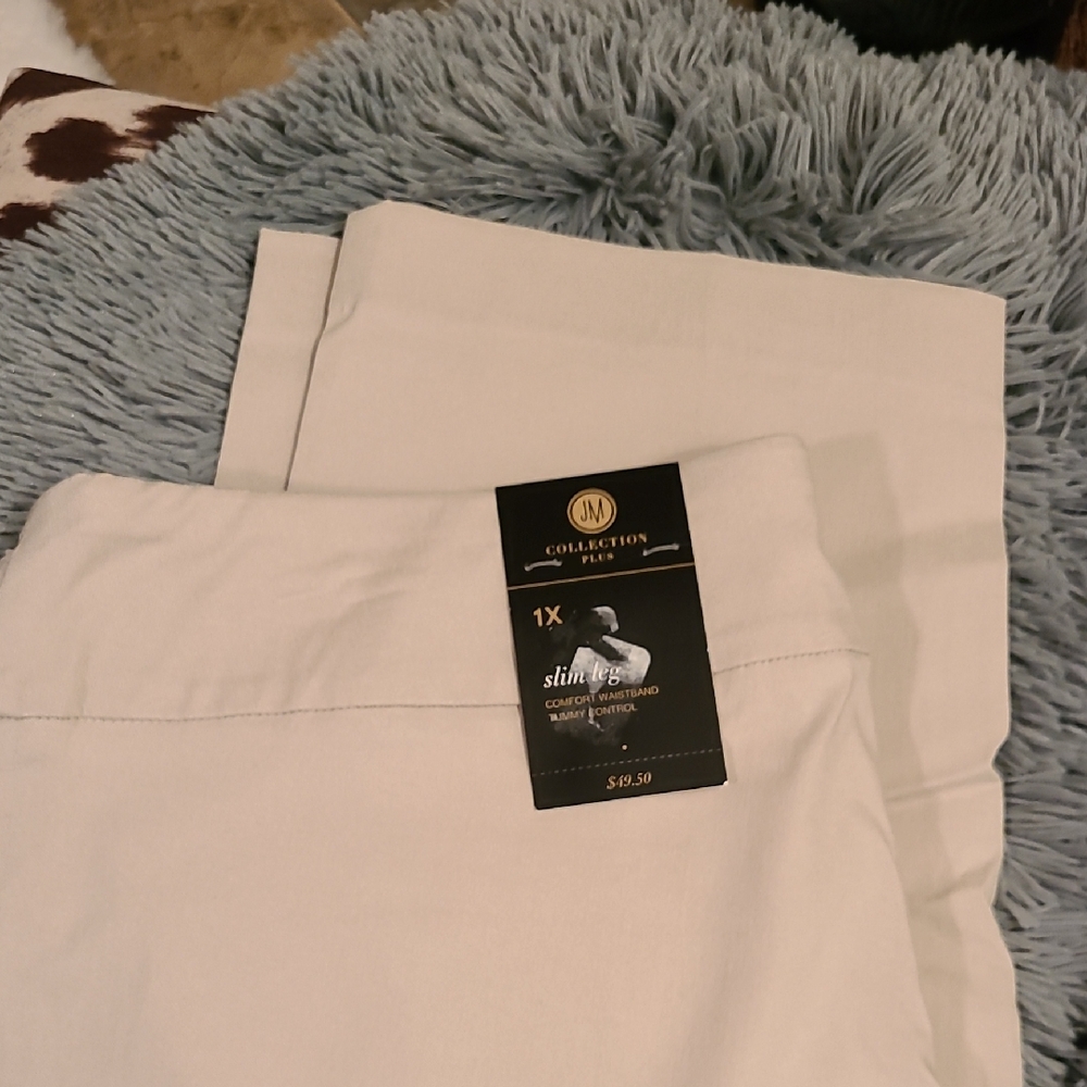 JM Collection NWT Plus Rivet Pants Slim Leg Comfort Waistband Tummy Control 1X